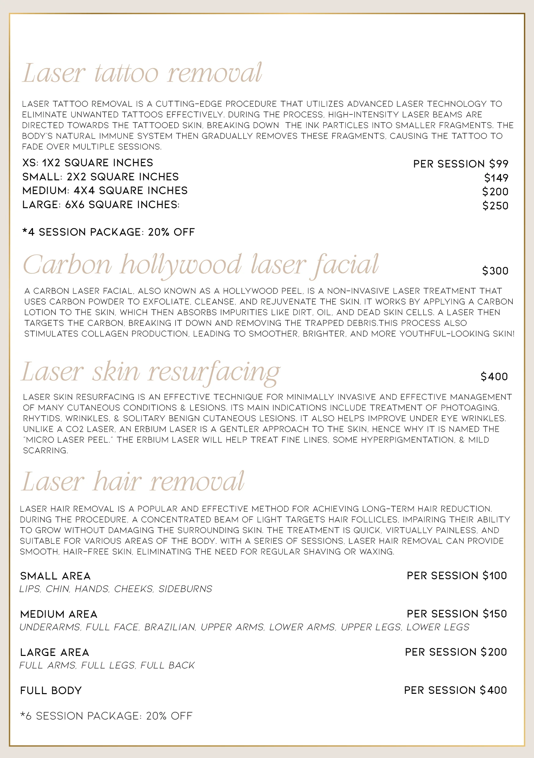 Treatment Menu Pricing 2